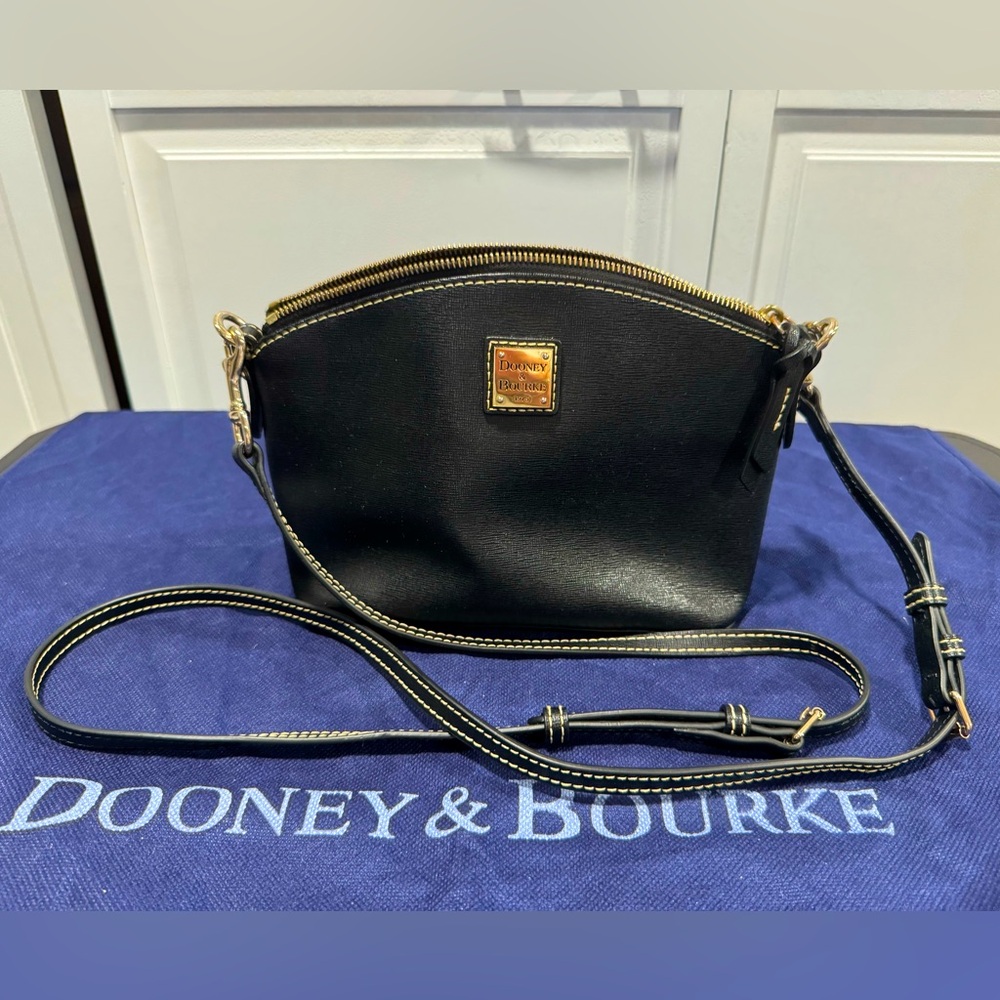 Dooney & Bourke Black Crossbody Bag with Gold Accents